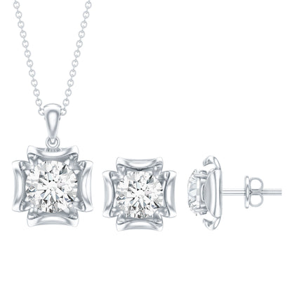 Round Shape Moissanite Solitaire Jewelry Set
