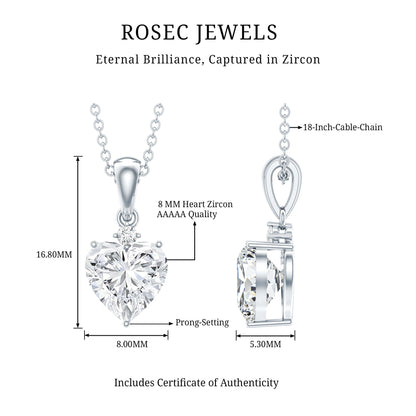 Certified Cubic Zirconia Heart Locket with Silver Chain