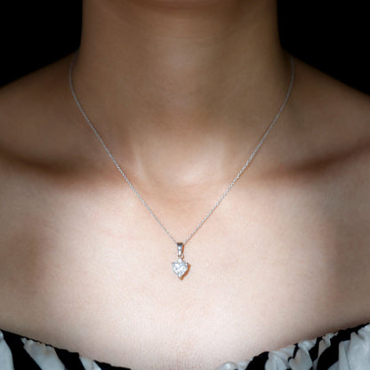 Certified Cubic Zirconia Heart Locket with Silver Chain