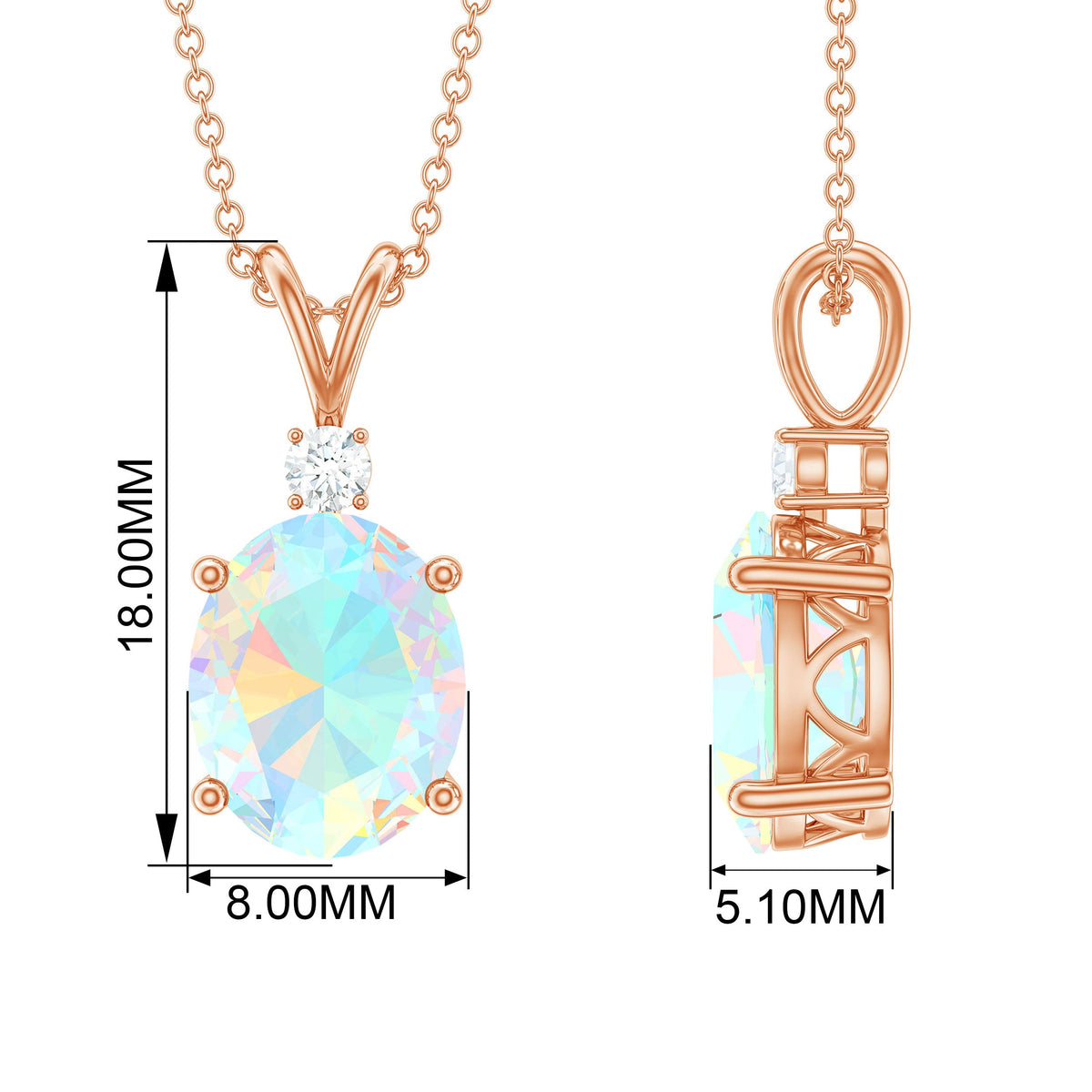 Genuine 1.3 Carat Opalescent Pendant Necklace with Diamond