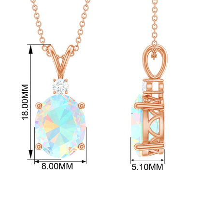 Genuine 1.3 Carat Opalescent Pendant Necklace with Diamond