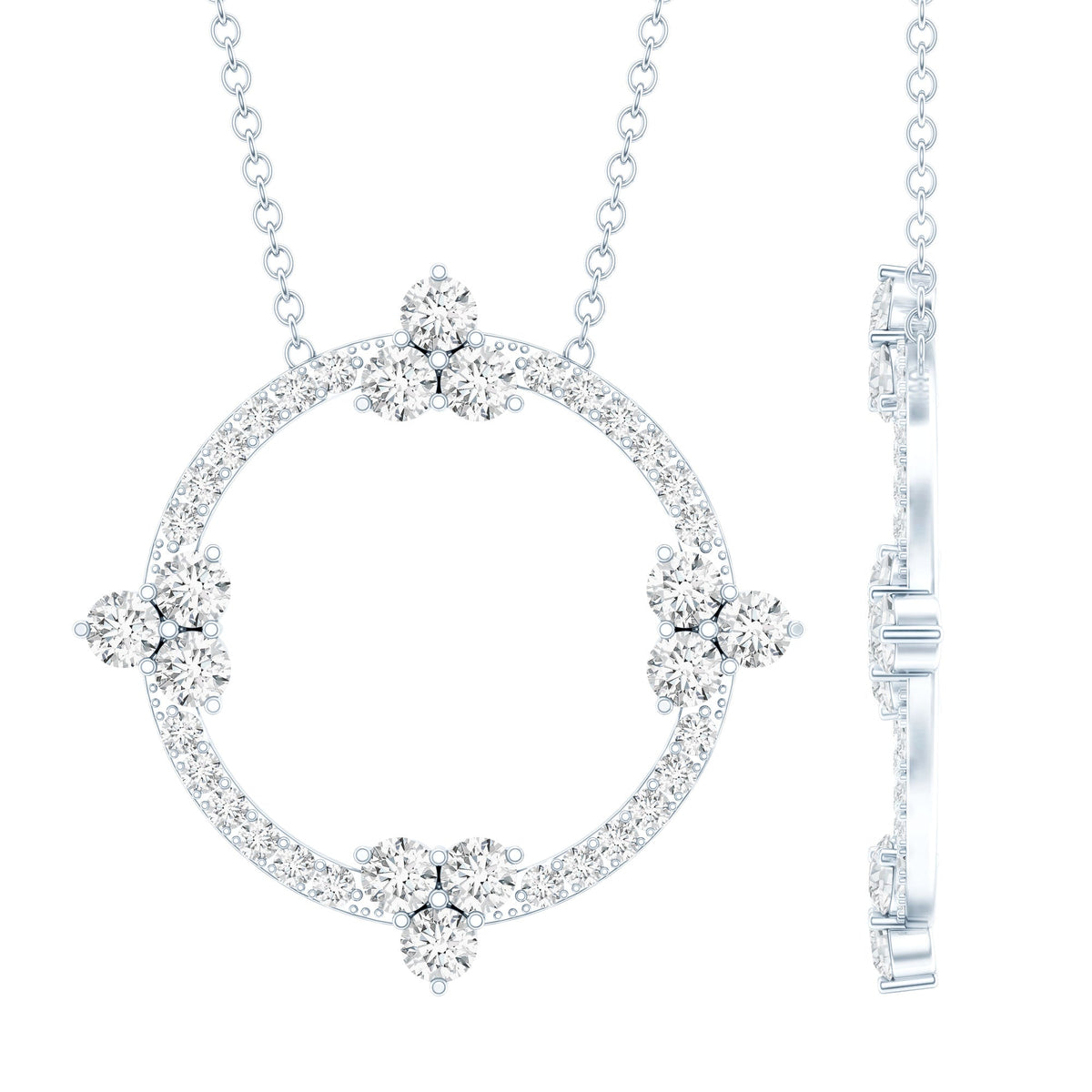 Certified Moissanite Eternity Promise Necklace in 14K Gold Plated Silver