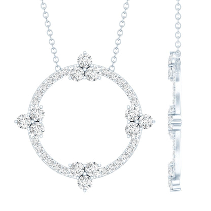 Certified Moissanite Eternity Promise Necklace in 14K Gold Plated Silver