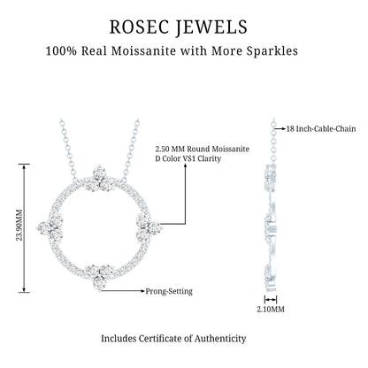 Certified Moissanite Eternity Promise Necklace in 14K Gold Plated Silver