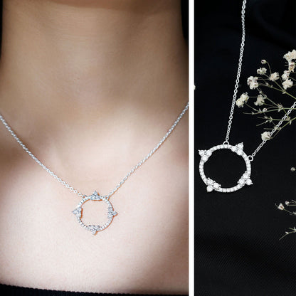 Certified Moissanite Eternity Promise Necklace in 14K Gold Plated Silver