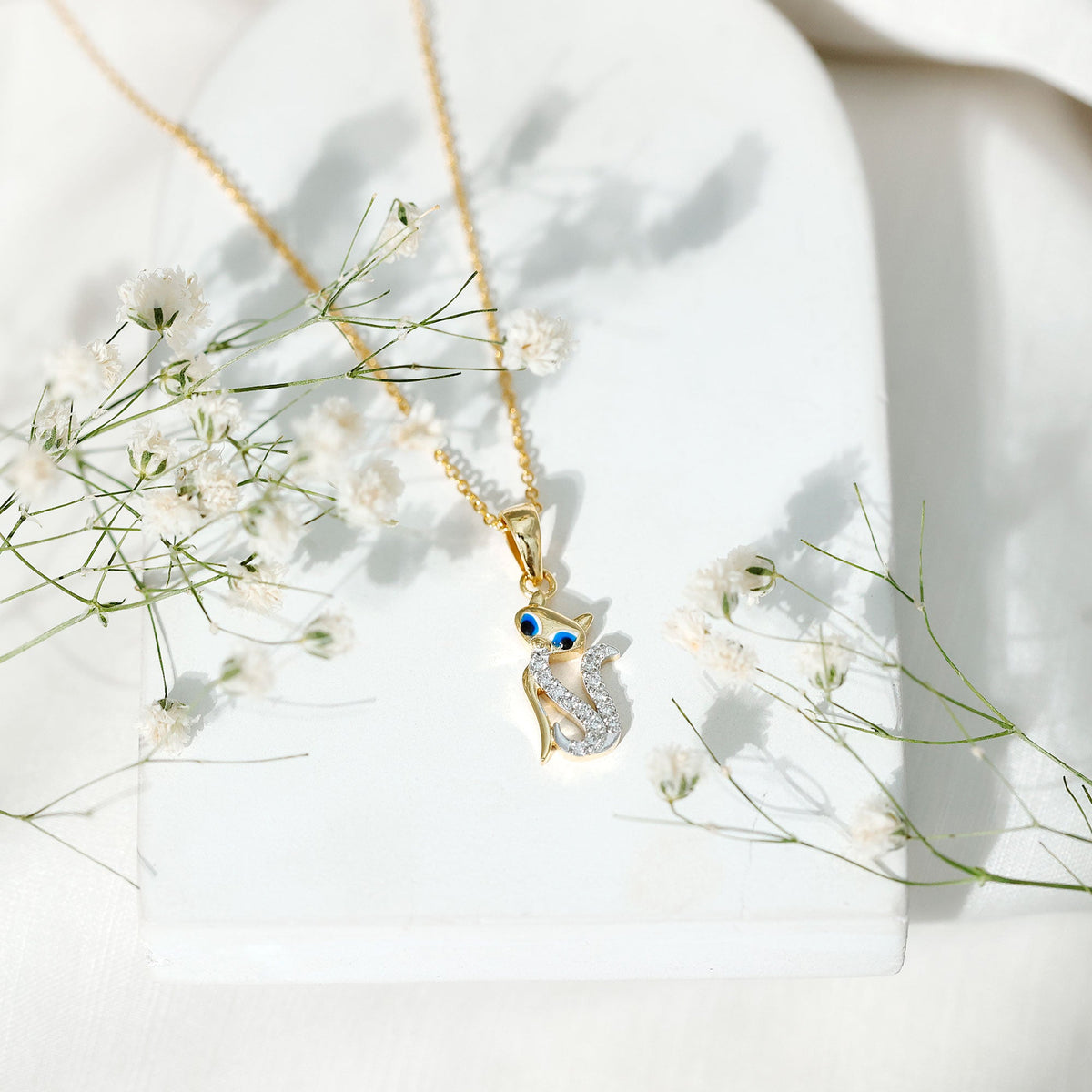 Certified Diamond Kitty Necklace For Women