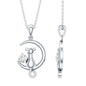 Certified Diamond Cat on Moon Necklace