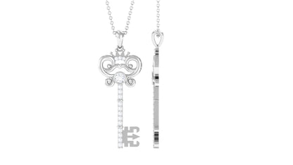 Diamond Vintage Key Pendant Necklace