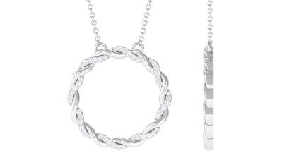 Diamond Twisted Eternity Necklace in Pave Setting