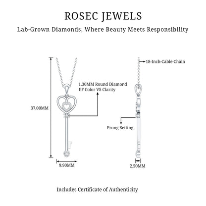 Vintage Style Diamond Key Necklace For Women