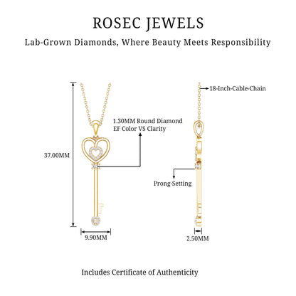 Vintage Style Diamond Key Necklace For Women