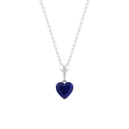 0.9 Carat Lab Grown Blue Sapphire Heart Necklace for Women