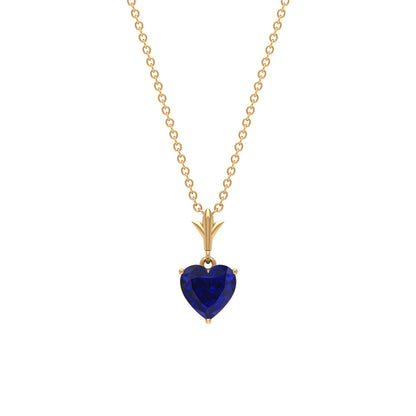 0.9 Carat Lab Grown Blue Sapphire Heart Necklace for Women