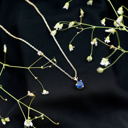 0.9 Carat Lab Grown Blue Sapphire Heart Necklace for Women