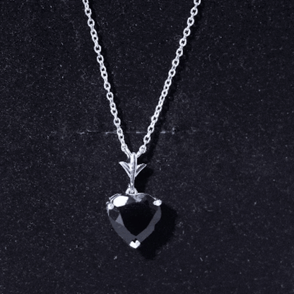 Natural Black Spinel Heart Necklace for Women