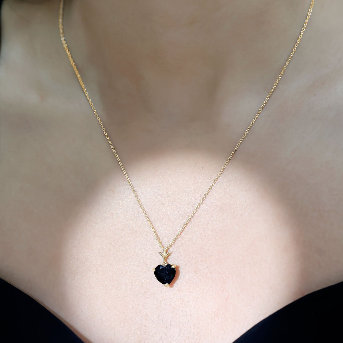 Natural Black Spinel Heart Necklace for Women