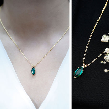 Marquise Cut 2.5 Carat Lab Grown Emerald Chain Necklace