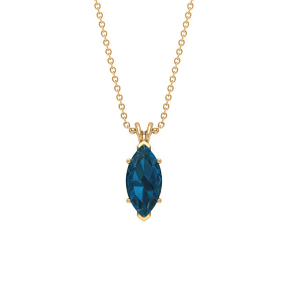 0.74 Carat Marquise Cut London Blue Topaz Solitaire Pendant