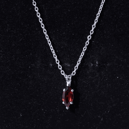 Real 0.75 Carat Garnet Marquise Necklace with Chain