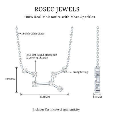 Moissanite Virgo Zodiac Constellation Necklace