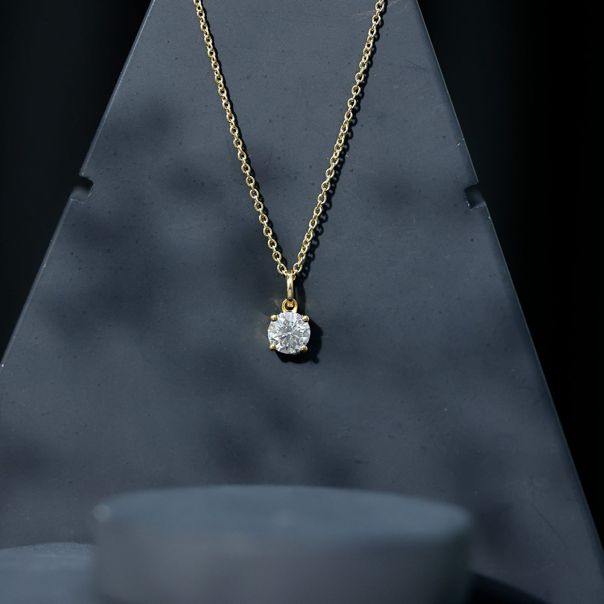 Certified 1 Carat Round Brilliant Cut Moissanite Solitaire Necklace With Silver Chain