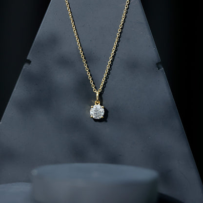 Certified 1 Carat Round Brilliant Cut Moissanite Solitaire Necklace With Silver Chain