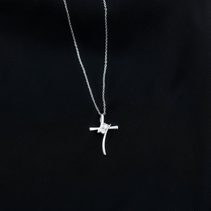 Certified Moissanite Cross Pendant Necklace in sterling Silver