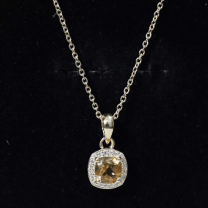 Certified 1 Carat Cushion Cut Fire Opal Pendant Necklace with Diamond Halo