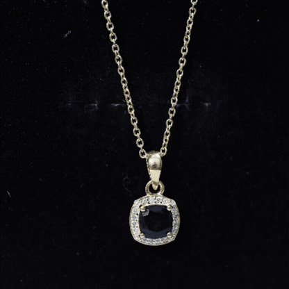 1.8 Carat Lab Grown Black and White Diamond Halo Necklace with Silver Chain