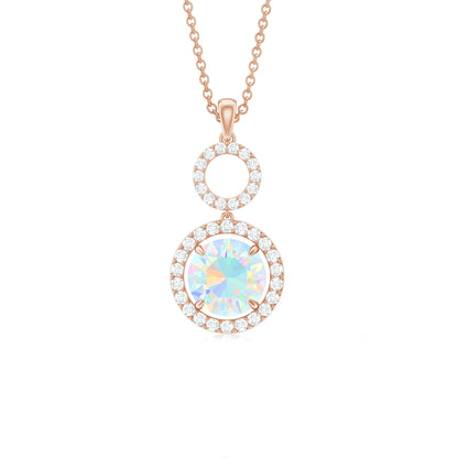 Natural Ethiopian Opal Drop Pendant Necklace with Diamond