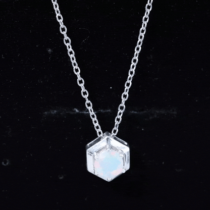 Solitaire Ethiopian Opal Hexagon Pendant Necklace