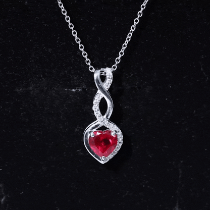 Lab Grown Ruby Infinity Heart Necklace With Chain