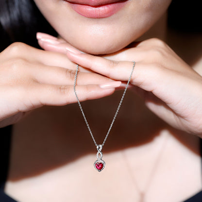 Lab Grown Ruby Infinity Heart Necklace With Chain