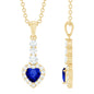 Real 0.65 Carat Blue Sapphire Heart Pendant Necklace with Diamond Halo