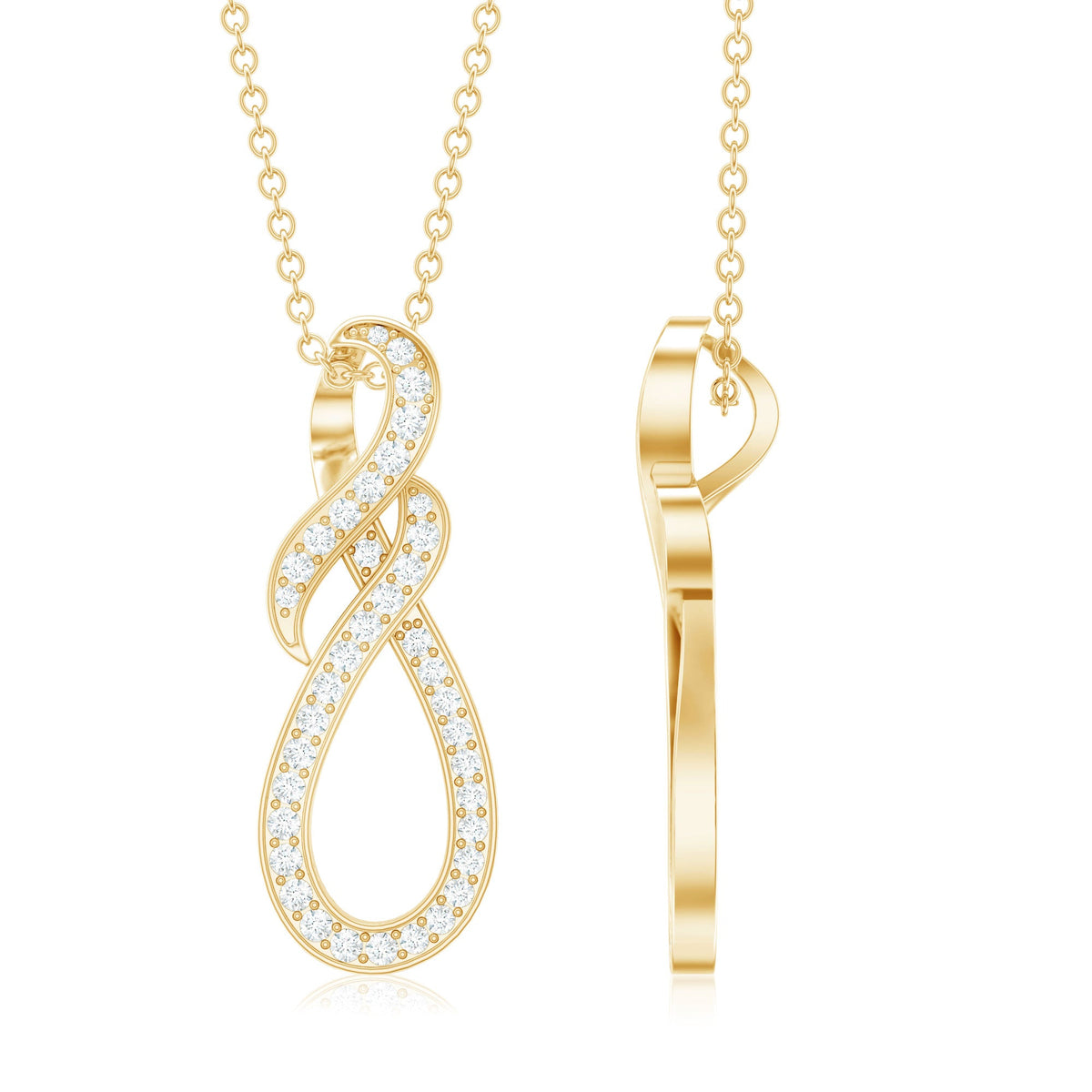 Natural Diamond Infinity Knot Pendant Necklace
