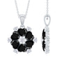 Heart Shaped Black Onyx Flower Pendant with Moissanite