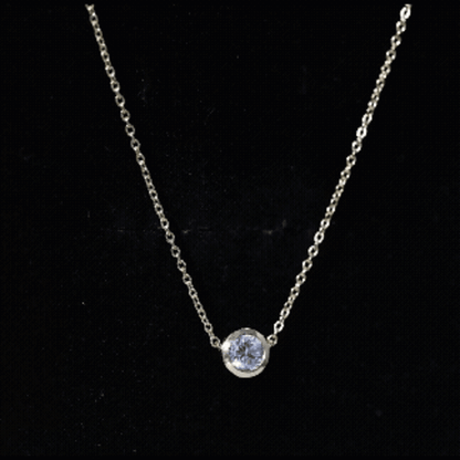 Bezel Set Lab 5 MM Round Diamond Solitaire Necklace