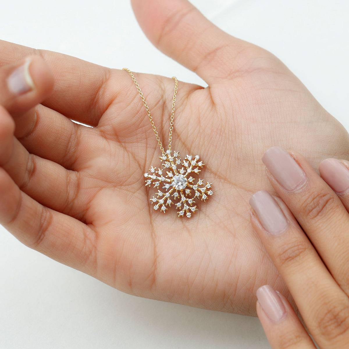 Lab Grown Diamond Snowflake Winter Necklace