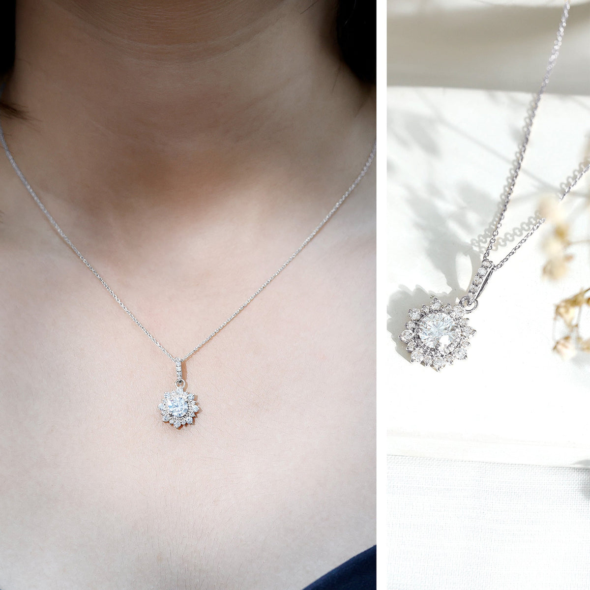 Certified Lab Grown Diamond Wedding Necklace With Chain