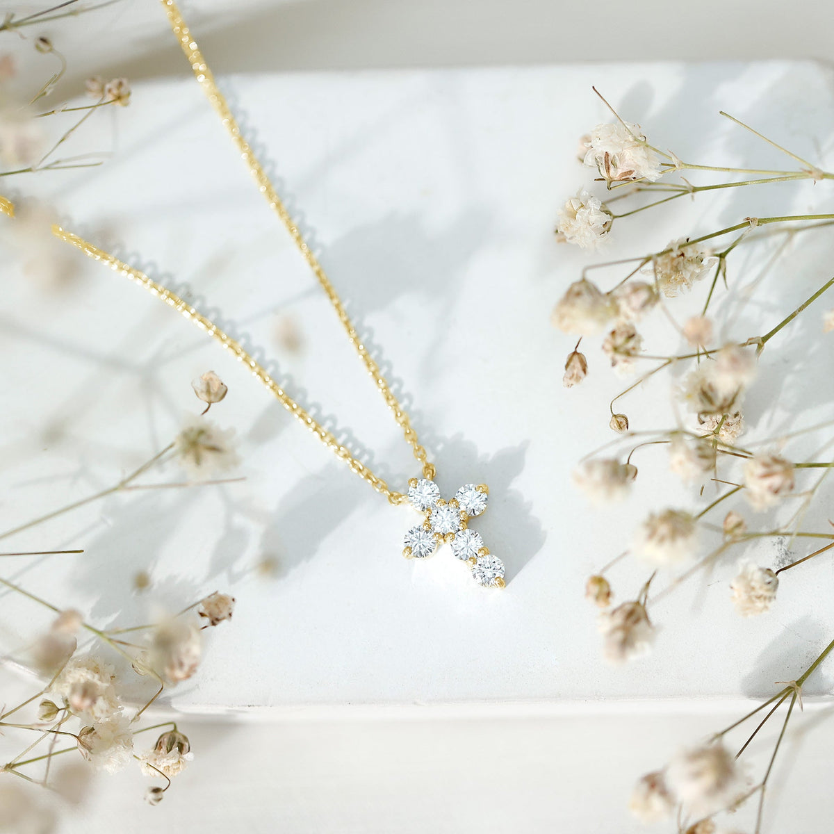 Lab Grown Diamond Religious Cross Pendant Necklace