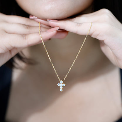 Lab Grown Diamond Religious Cross Pendant Necklace