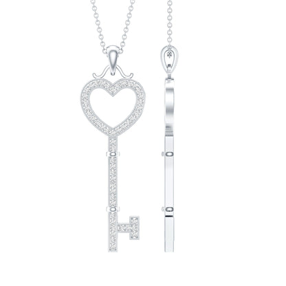 Lab Grown Diamond Key To My Heart Pendant Necklace