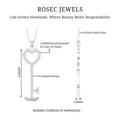Lab Grown Diamond Key To My Heart Pendant Necklace