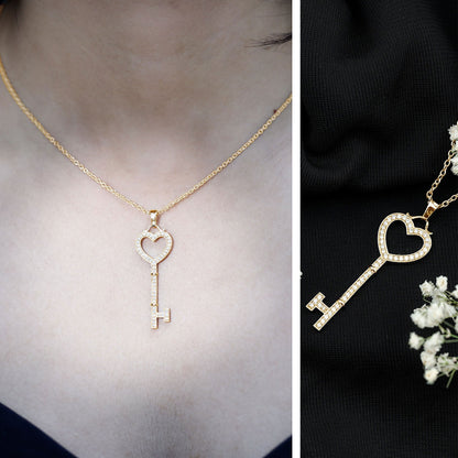 Lab Grown Diamond Key To My Heart Pendant Necklace