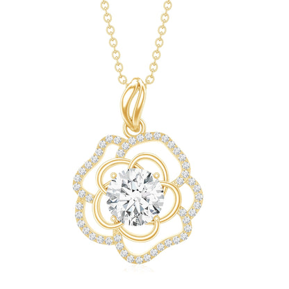 2 Carat Lab Grown Diamond Flower Pendant Necklace
