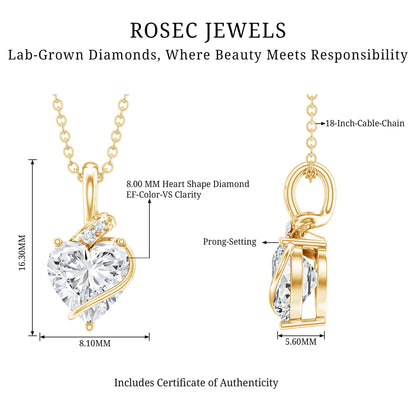 2 Carat Lab Grown Diamond Heart Solitaire Necklace