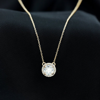 Certified Lab Created Diamond Halo Necklace For Bride