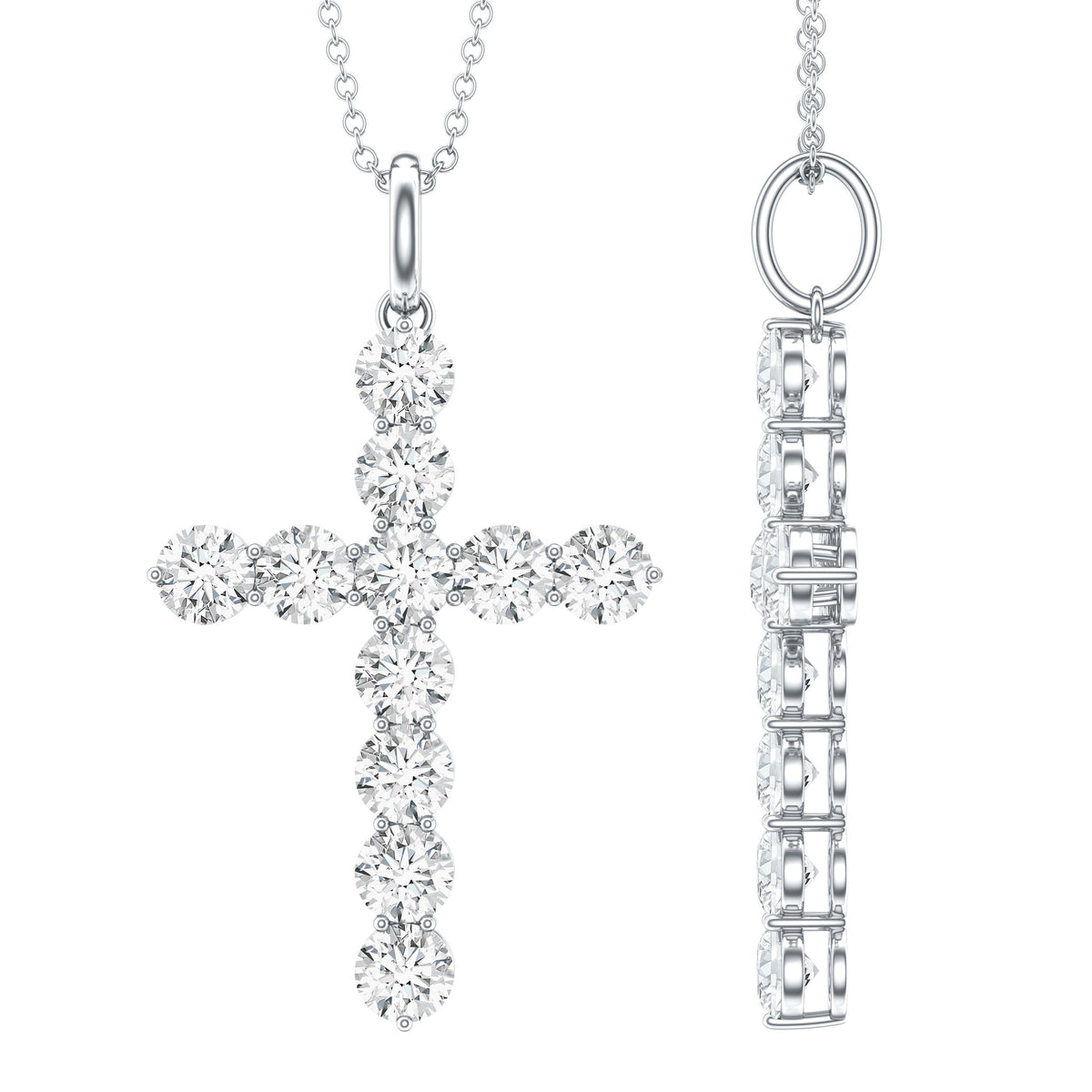 Lab Grown Diamond Catholic Cross Necklace for Women