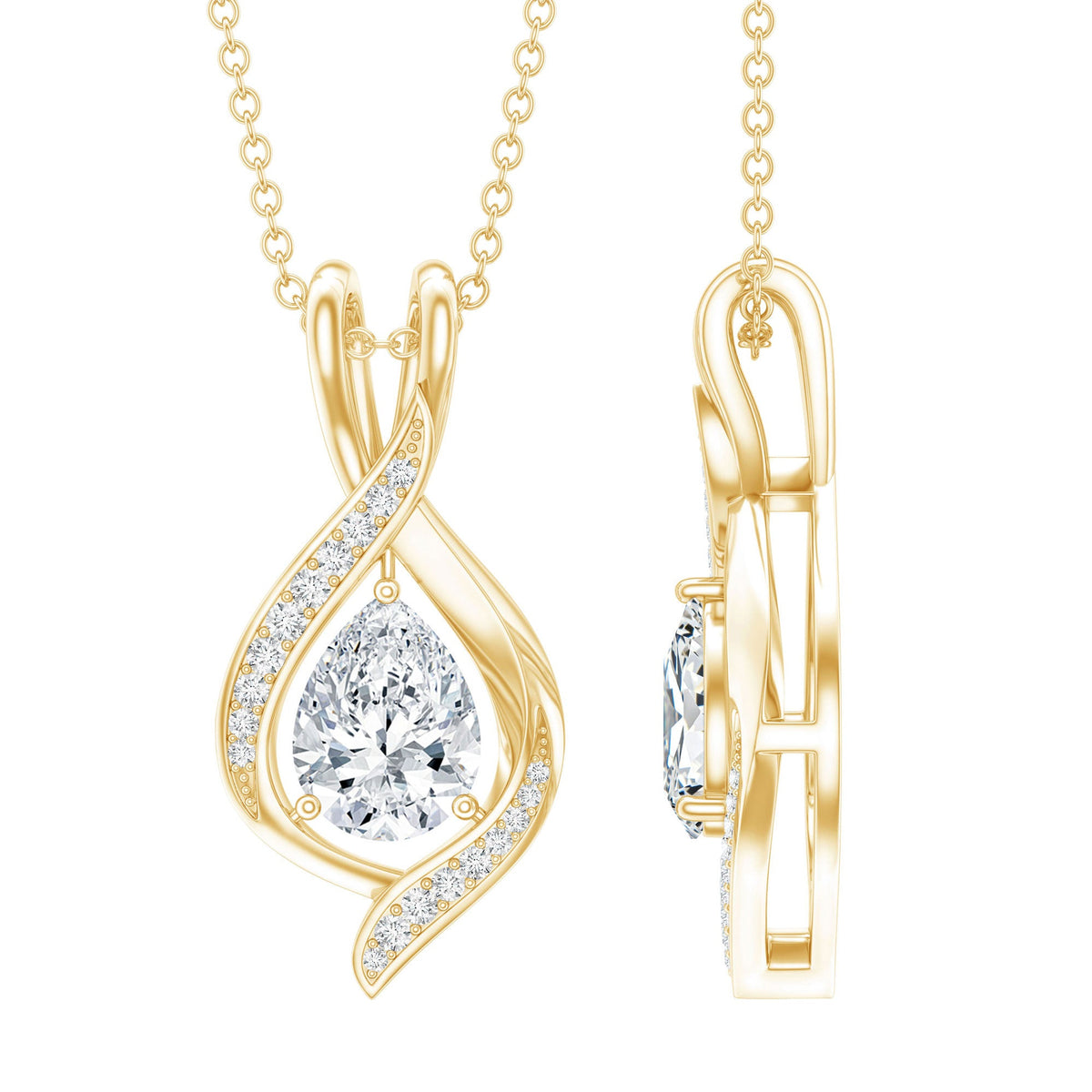 Lab Grown Diamond Teardrop Bridal Wedding Necklace