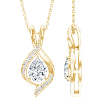 Lab Grown Diamond Teardrop Bridal Wedding Necklace